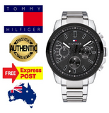 Tommy Hilfiger Iconic Quartz Black Dial Silver Steel Strap Watch for Men - 1791564 Authentic Buy Shop Now