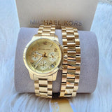 Michael Kors Runway Chronograph Analog Gold Dial Gold Steel Strap Watch for Women - MK7452 Authentic Buy Shop Now