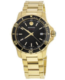 Movado Series 800 Black Dial Gold Steel Strap Watch For Men - 2600145 Authentic Buy Shop Now