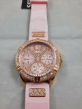 Guess Frontier Diamonds Rose Gold Dial Pink Rubber Strap Watch For Women - W1160L5 Authentic Buy Shop Now
