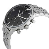 Emporio Armani Chronograph Black Dial Silver Steel Strap Watch For Men - AR0389 Authentic Buy Shop Now