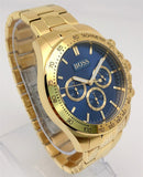 Hugo Boss Ikon Blue Dial Gold Steel Strap Watch for Men - 1513340 Authentic Buy Shop Now