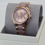 Michael Kors Janelle Three Hand Rose Gold Dial Two Tone Steel Strap Watch For Women - MK7135 Authentic Buy Shop Now