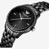 Emporio Armani Ceramica Crystals Black Dial Black Ceramic Strap Watch For Women - AR1478 Authentic Buy Shop Now