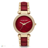 Michael Kors Parker Mother of Pearl Red Dial Two Tone Steel Strap Watch for Women - MK6427 Authentic Buy Shop Now