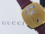 Gucci Grip Quartz Yellow Gold Dial Maroon Leather Strap Watch For Women - YA157405 Authentic Buy Shop Now