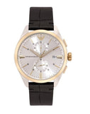 Emporio Armani Claudio Chronograph Silver Dial Black Leather Strap Watch For Men - AR11498 Authentic Buy Shop Now