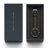 Daniel Wellington Classic Petite York Black Dial Brown Leather Strap Watch For Women - DW00100238 Authentic Buy Shop Now