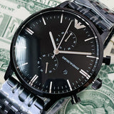 Emporio Armani Chronograph Black Dial Black Steel Strap Watch For Men - AR1934 Authentic Buy Shop Now