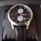 Hugo Boss Aeroliner Black Dial Black Leather Strap Watch for Men - 1512631 Authentic Buy Shop Now