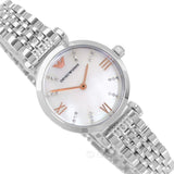 Emporio Armani Donna Mother of Pearl Dial Silver Steel Strap Watch For Women - AR11204 Authentic Buy Shop Now