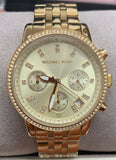 Michael Kors Runway Chronograph Gold Dial Gold Steel Strap Watch For Women - MK5698 Authentic Buy Shop Now