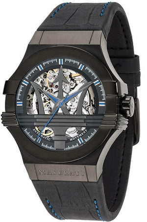 Maserati Potenza Automatic Black Dial Black Leather Strap Watch For Men - R8821108009 Authentic Buy Shop Now