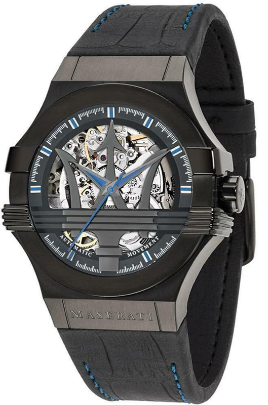 Maserati Potenza Automatic Black Dial Black Leather Strap Watch For Men - R8821108009 Authentic Buy Shop Now
