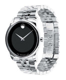 Movado Museum Classic Black Dial Silver Steel Strap Watch For Men - 606504 Authentic Buy Shop Now