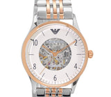 Emporio Armani Meccanico White Dial Two Tone Steel Strap Watch For Men - AR1921 Authentic Buy Shop Now