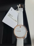 Movado 70th Anniversary Limited Edition White Dial White Leather Strap Watch For Women - 0607138 Authentic Buy Shop Now