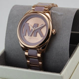 Michael Kors Janelle Three Hand Rose Gold Dial Two Tone Steel Strap Watch For Women - MK7135 Authentic Buy Shop Now
