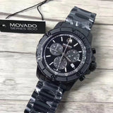 Movado Series 800 Chronograph Black Dial Black Steel Strap Watch For Men - 2600119 Authentic Buy Shop Now