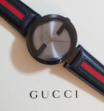 Gucci Interlocking G XL Black Dial Red & Green Leather Strap Watch For Men - YA133206 Authentic Buy Shop Now