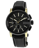 Gucci G Chrono Black Dial Black Leather Strap Watch For Men - YA101203 Authentic Buy Shop Now