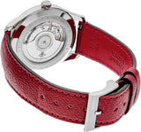 Gucci G Timeless Automatic Silver Dial Red Leather Strap Watch For Men - YA126346 Authentic Buy Shop Now