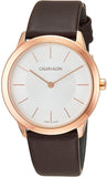 Calvin Klein Minimal White Dial Brown Leather Strap Watch for Women - K3M226G6 Authentic Buy Shop Now