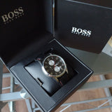 Hugo Boss Aeroliner Black Dial Black Leather Strap Watch for Men - 1512631 Authentic Buy Shop Now