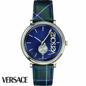 Versace V-Circle The Clans Edition Blue Dial Blue & Green Leather Strap Watch for Women - VEBQ00118 Authentic Buy Shop Now