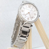 Michael Kors Parker Three Hand Mother of Pearl White Dial Silver Steel Strap Watch For Women - MK4694 Authentic Buy Shop Now