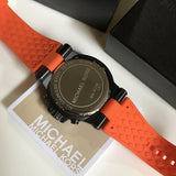 Michael Kors Dylan Chronograph Grey Dial Orange Rubber Strap Watch for Men - MK8296 Authentic Buy Shop Now