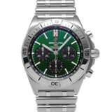 Breitling Chronomat B01 42mm Green Dial Silver Steel Strap Watch for Men - AB01343A1L1A1 Authentic Buy Shop Now