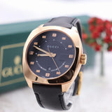 Gucci GG2570 Quartz Black Dial Black Leather Strap Watch For Men - YA142309 Authentic Buy Shop Now