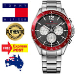 Tommy Hilfiger Luke Chronograph Black Dial Silver Steel Strap Watch for Men - 1791122 Authentic Buy Shop Now