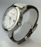 Burberry The City Silver Dial White Leather Strap Watch for Women - BU9019 Authentic Buy Shop Now