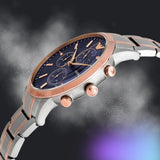 Emporio Armani Renato Chronograph Blue Dial Two Tone Steel Strap Watch For Men - AR80025 Authentic Buy Shop Now