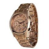 Emporio Armani Valente Chronograph Rose Gold Dial Rose Gold Steel Strap Watch For Men - AR0365 Authentic Buy Shop Now