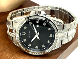 Bulova Crystal Collection Black Dial Silver Steel Strap Watch for Men - 96K104 Authentic Buy Shop Now
