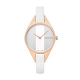 Calvin Klein Rebel White Grey Dial White Leather Strap Watch for Women - K8P236L6 Authentic Buy Shop Now