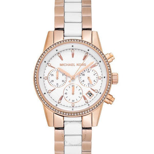 Michael Kors Ritz White Dial Two Tone Steel Strap Watch for Women - MK6324 Authentic Buy Shop Now