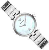 Emporio Armani Mother of Pearl Dial Silver Steel Strap Watch For Women - AR11235 Authentic Buy Shop Now
