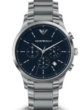 Emporio Armani Renato Chronograph Blue Dial Silver Steel Strap Watch For Men - AR2486 Authentic Buy Shop Now