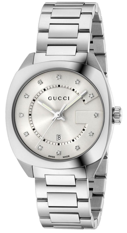 Gucci GG2570 Diamonds White Dial Silver Steel Strap Watch For Women - YA142403 Authentic Buy Shop Now