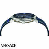 Versace V-Circle The Clans Edition Blue Dial Blue & Green Leather Strap Watch for Women - VEBQ00118 Authentic Buy Shop Now
