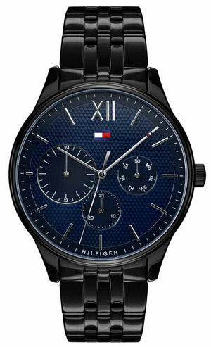 Tommy Hilfiger Damon Quartz Chronograph Blue Dial Black Steel Strap Watch for Men - 1791454 Authentic Buy Shop Now