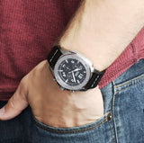 Fossil Modern Machine Chronograph Black Dial Black Leather Strap Watch for Men - FS4928 Authentic Buy Shop Now