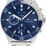Tommy Hilfiger Larson Chronograph Blue Dial Silver Steel Strap Watch For Men - 1791917 Authentic Buy Shop Now