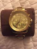 Michael Kors Brecken Chronograph Gold Dial Gold Steel Strap Watch For Women - MK6366 Authentic Buy Shop Now