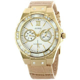 Guess Limelight Quartz Silver Dial Golden Leather Strap Watch For Women - W0775L2 Authentic Buy Shop Now
