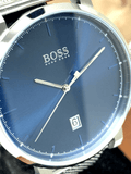Hugo Boss Horizon Blue Dial Grey Leather Strap Watch for Men - 1513539 Authentic Buy Shop Now